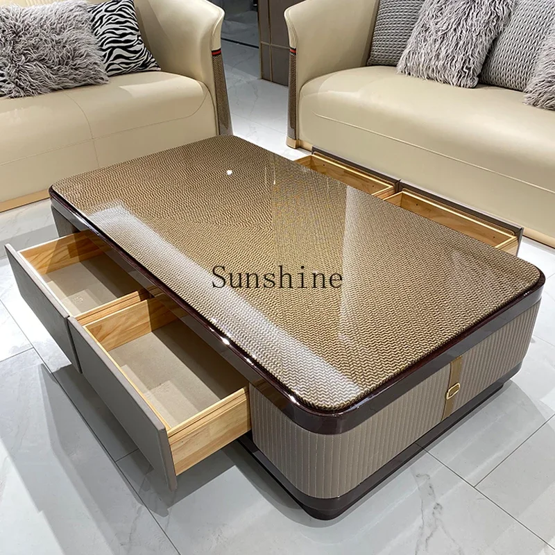 

Italian light luxury TV cabinet coffee table combination, modern simple living room square tea table FT