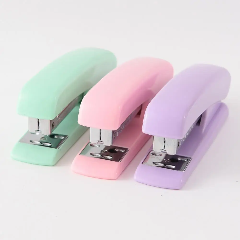 

Small Stapler Anti-slip Efficient Labor-saving Macaron Color Student Stapling Tool Office Supplies