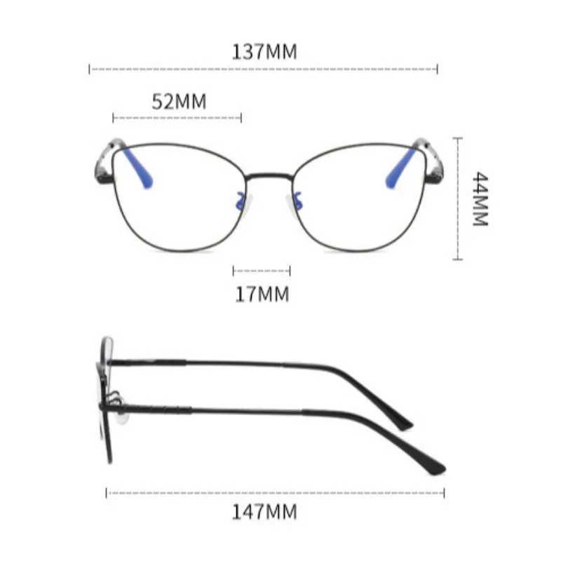 Neue ultra blaue Licht blockierende Brille Mode Cat Eye Metallrahmen für Frauen Brillen optische Brille Vision Care Brillen