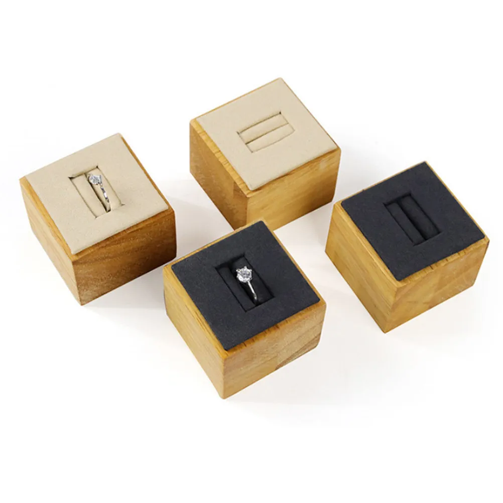 1Pcs Solid Bamboo Jewelry Display Stand Lightweight Sturdy Ring Holder Organizer for Home Office Store Display Valentine