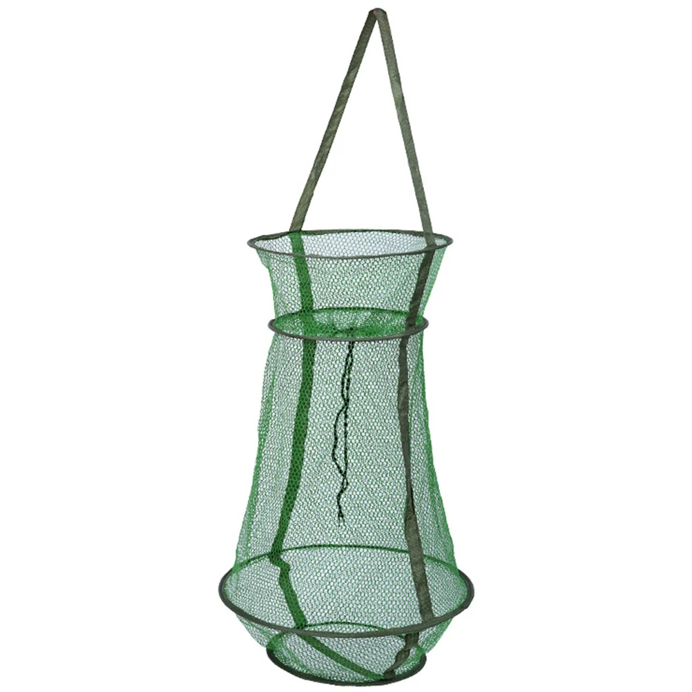 

Nylon Fish Basket Fishing Net Portable Folding Foldable Trap Baskets Netting Mesh Bags