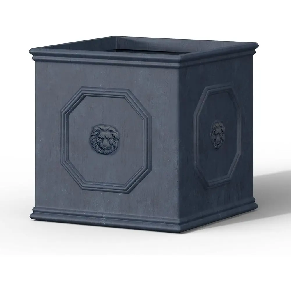 

Антикварное серое бетонное кашпо в английском стиле с изображением льва, 12,6 кв. м, с дренажем для использования в помещении/на улице