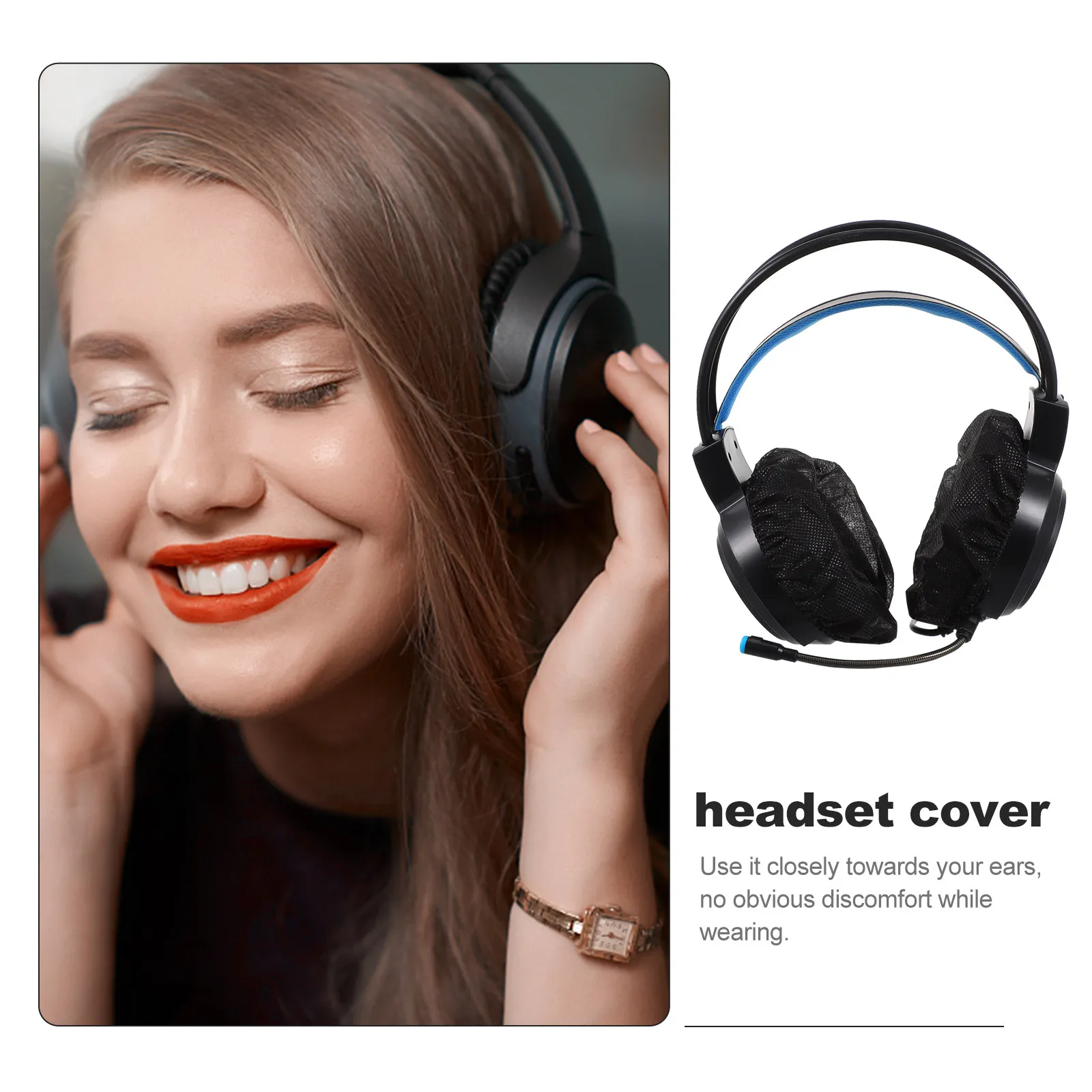 100Pcs Headphone Ear Cover Disposable Comfortable Sanitary Headset Cover for Gaming Running Computer Lab Shared Headsets