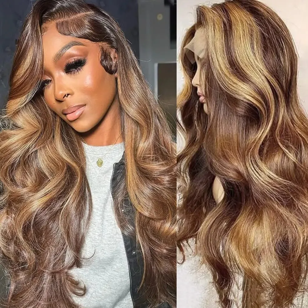 

250 Density Highlight Wig 13x6 Hd Lace Frontal Wig PrePlucked 30 34 Inch 13x4 Honey Blonde Body Wave Lace Front Wigs Human Hair