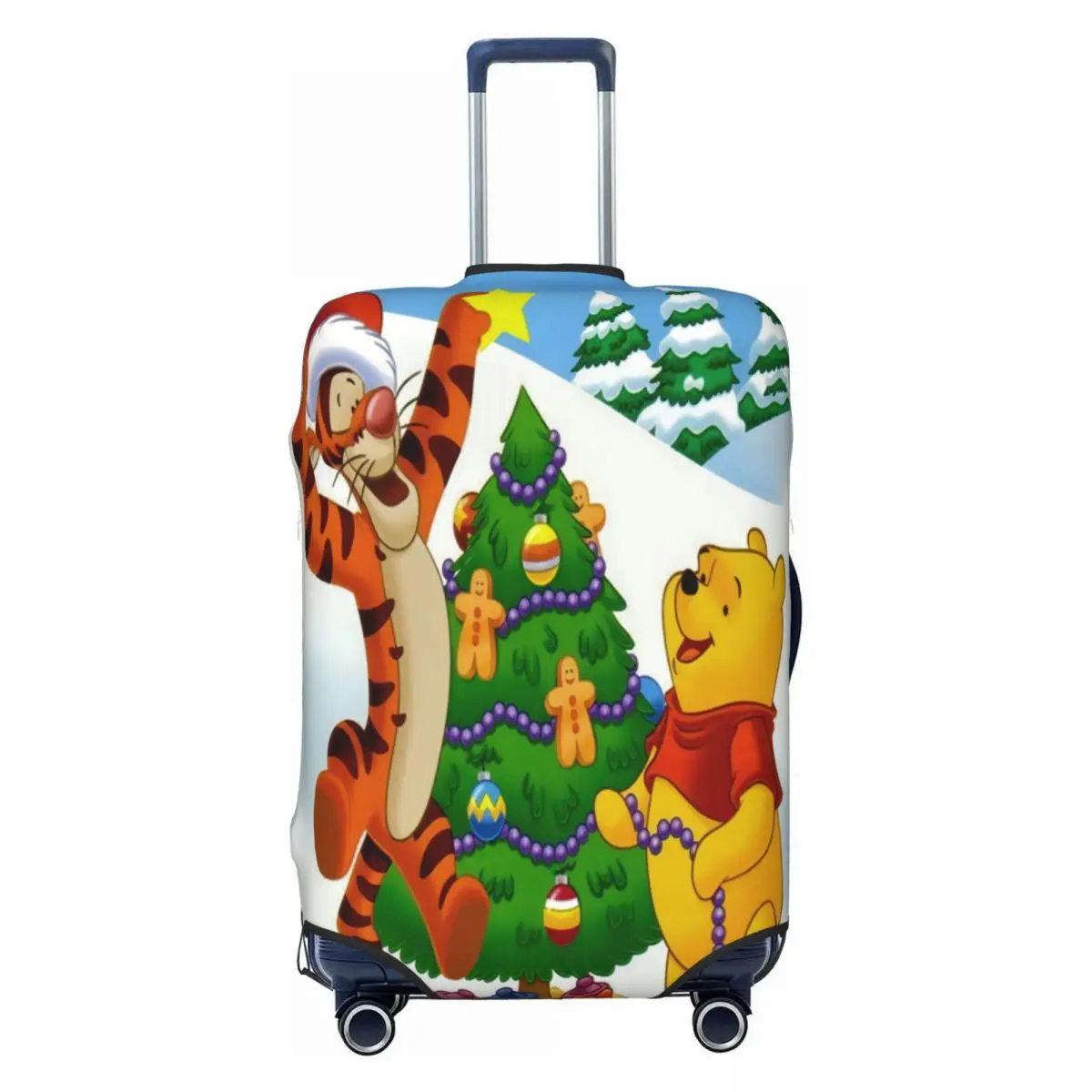 

Merry Christmas Winnie The Pooh Luggage Cover Elastic Cartoon Bear Travel Suitcase Protective Covers Fits 18-32 Inch
