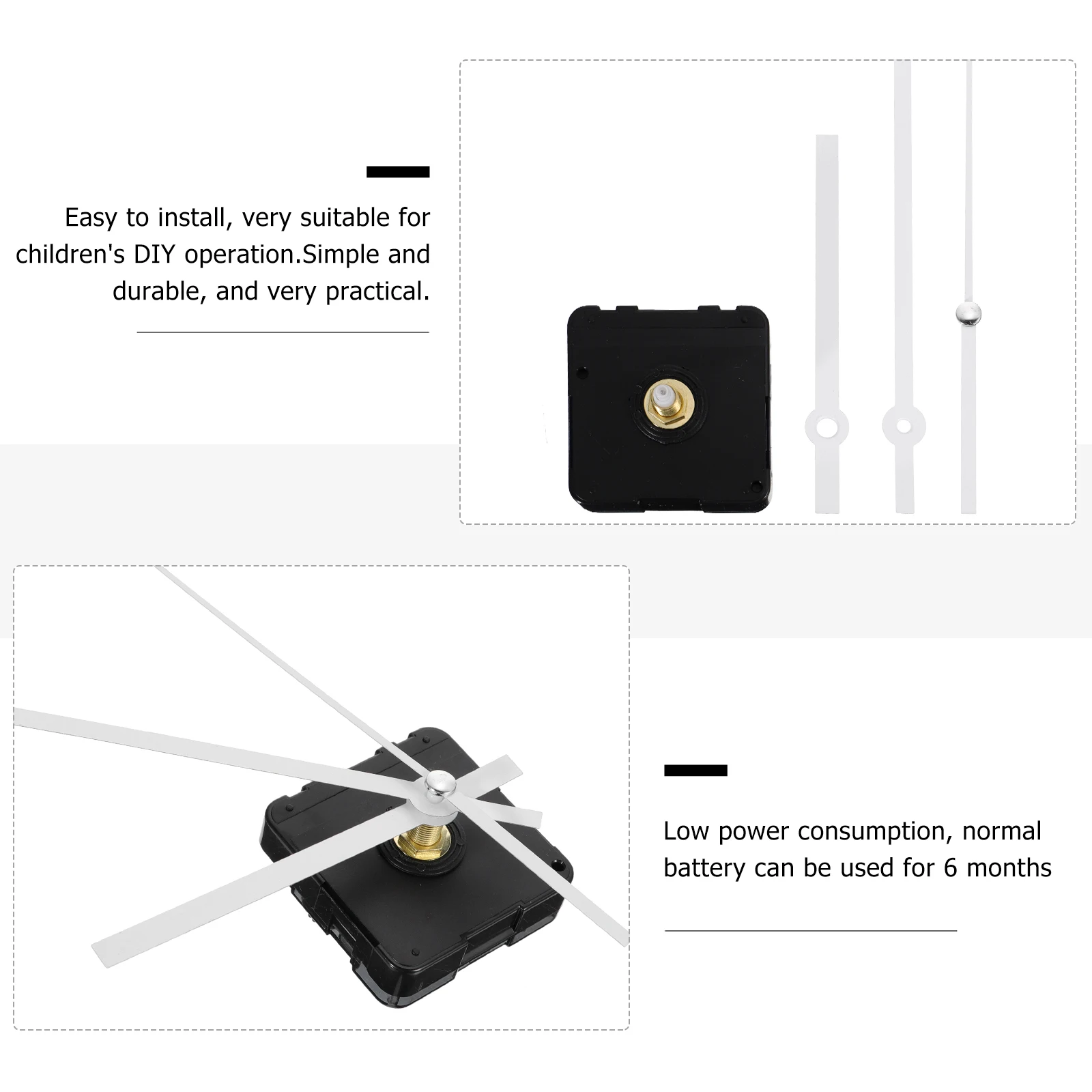 

Quartz Movement Set Silent Durable Plastic Clock Mechanism Diy Clock Parts Home Decor Replacement Supplies Practical Timepiece