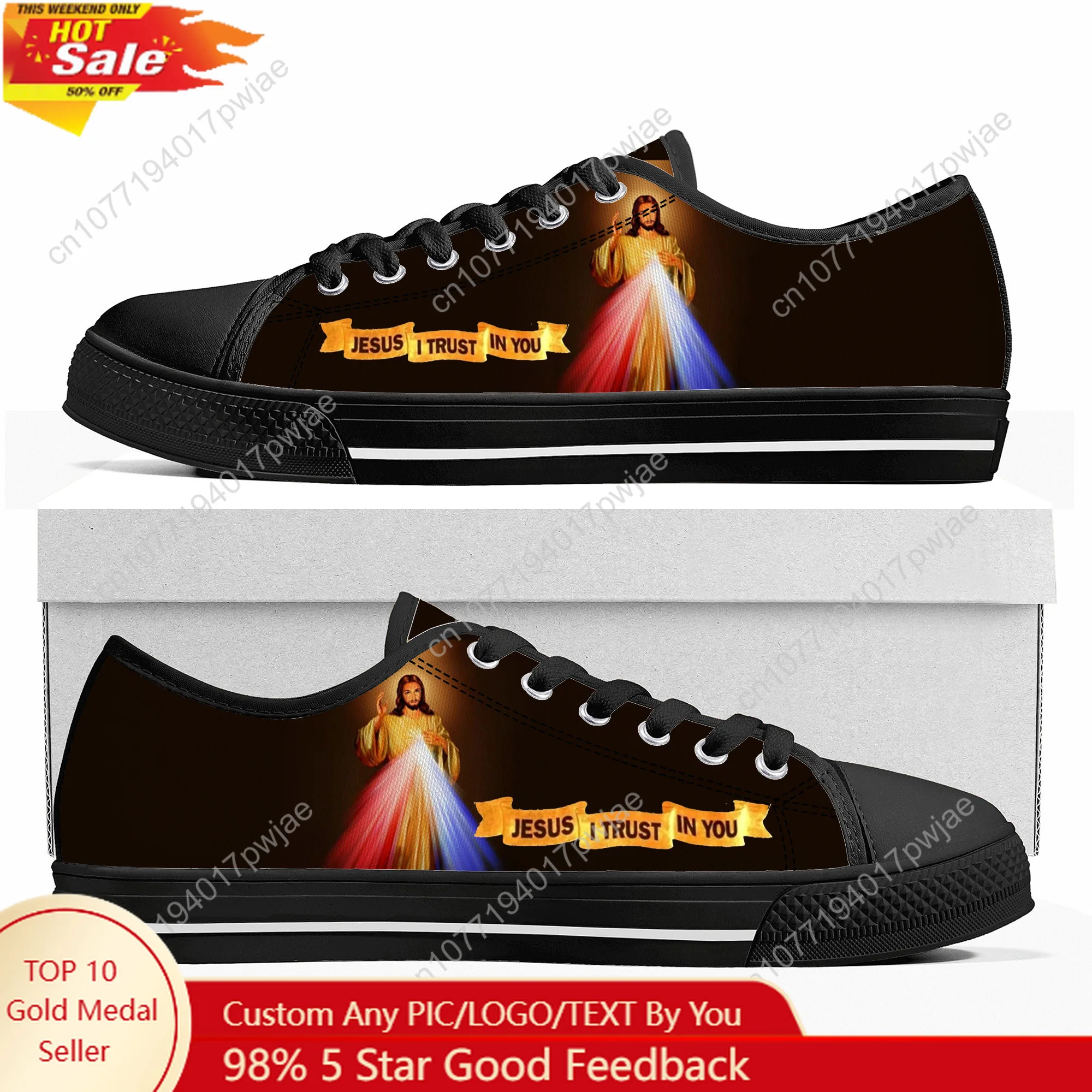 

DIY Christian God Religion Jesus Printed Cross Low Top High Quality Sneakers Mens Women Teenager Canvas Sneake Hiking Shoes