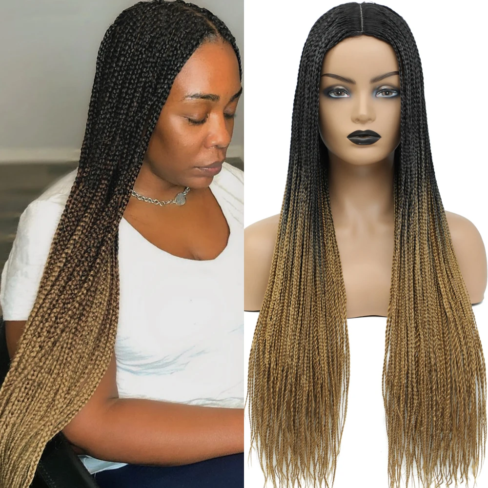  Long Box Braided Crochet Hair Wigs Fake Scalp Knotless Box Braids Wigs Synthetic Micro Twist Braided Wigs for Women and Girls