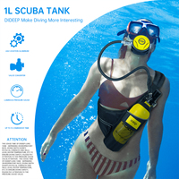 DIDEEP 1Liter Mini Scuba Diving Tank, 10-20Mins Underwater Diving Cylinder, Easy to Use, Portable Lungs Bottle with 3000 PSI