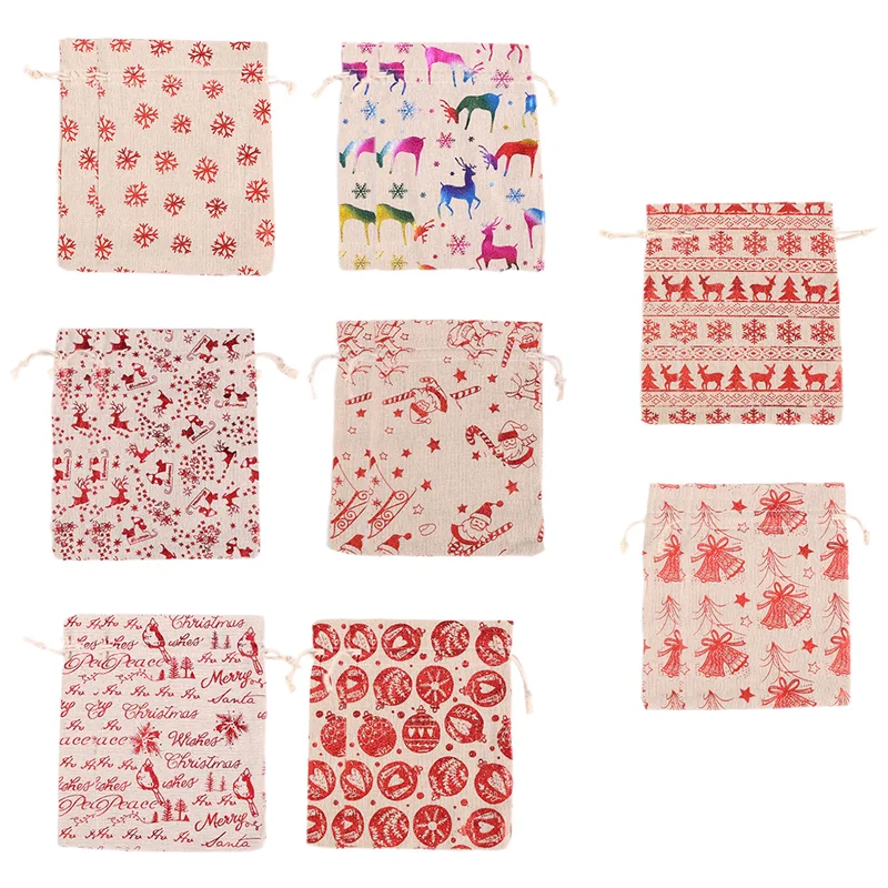 A59E-16Pcs عيد الميلاد الرباط حقائب للهدايا الخيش ، هدية الحقيبة أكياس جودي ل مغلفة الحلوى هدية عيد الميلاد حفلة لصالح الإمدادات