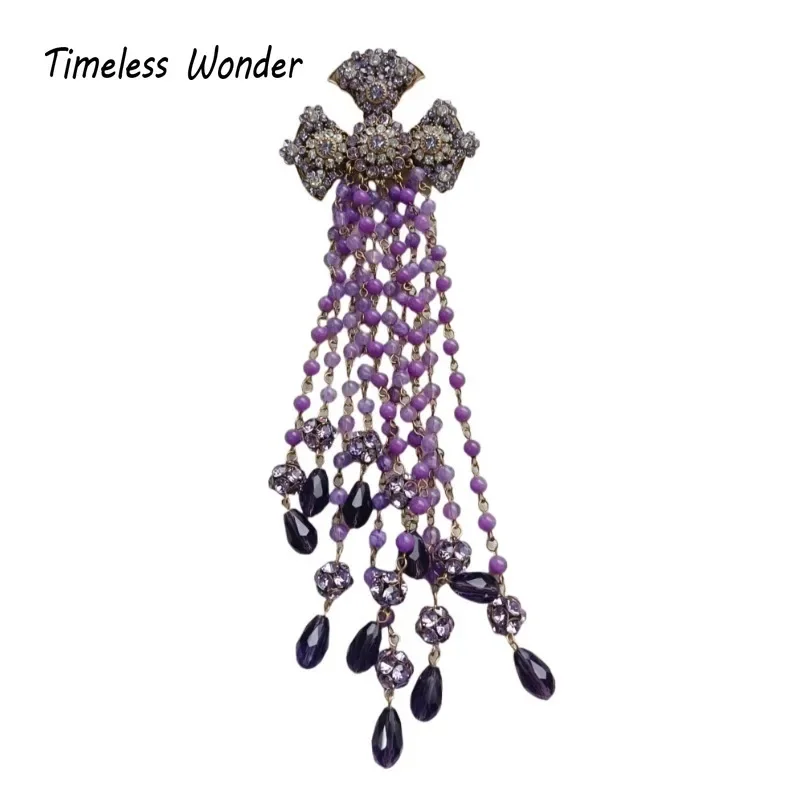 Timeless Wonder Fancy Zircone Perline di vetro Nappa Spilla Spilli per le donne Designer Gioielli Pista Raro lusso Regalo carino Mix 4444