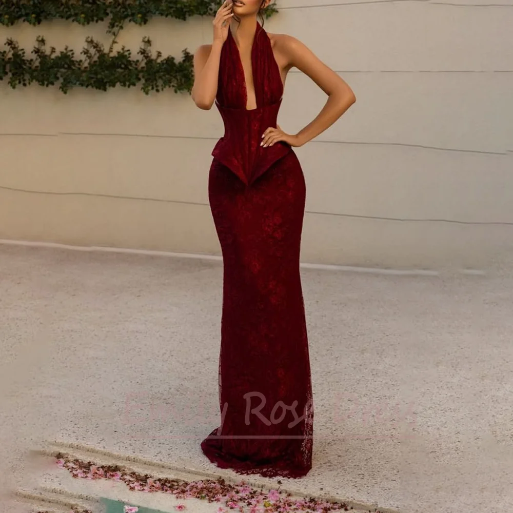 

Luxury Red Flower Print Formal Evening Dress For Women Sleeveless Floor Length Mermaid Wedding Guest Gowns Robes De Soirée