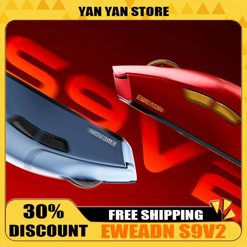 

EWEADN S9V2 Mouse Tri-Mode Pro PAW3395/Ultra PAW3950 Double 8K Dual 54L Chips 500mAh Ergonomic Design Esports Gaming Mouse Gifts