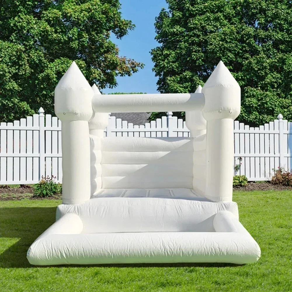 

White Bounce House 10*8*8 ft Inflatable Bouncy House Castle Commercial Grade Weddingg Jumping Bed for Kids with blower free ship