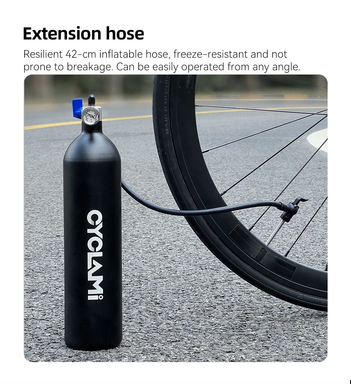 CYCLAMI Aluminiumlegierung 1,3L MTB Rennrad Reifenfüller Luftflasche Reifenverstärker mit Ventil Gaszylinder für schlauchlose Fahrradreifen – Detail 9