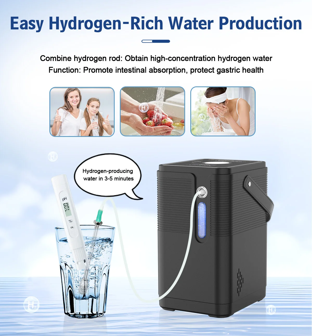 Suyzeko Hochreiner 200ml/min Wasserstoffgenerator Tragbares H2-Inhalationsgerät für Zuhause Wellness Wasserstoff-Lifestyle-Ausrüstung – Detail 13