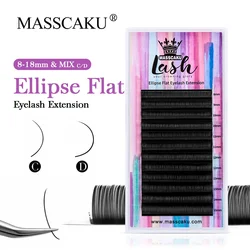 MASSCAKU Ellipse Flat Eyelash 0.15/0.20/0.25 Silk Classic Individual Lashes Eyelashes Wire Makeup Supplie Soft Natural Lashes
