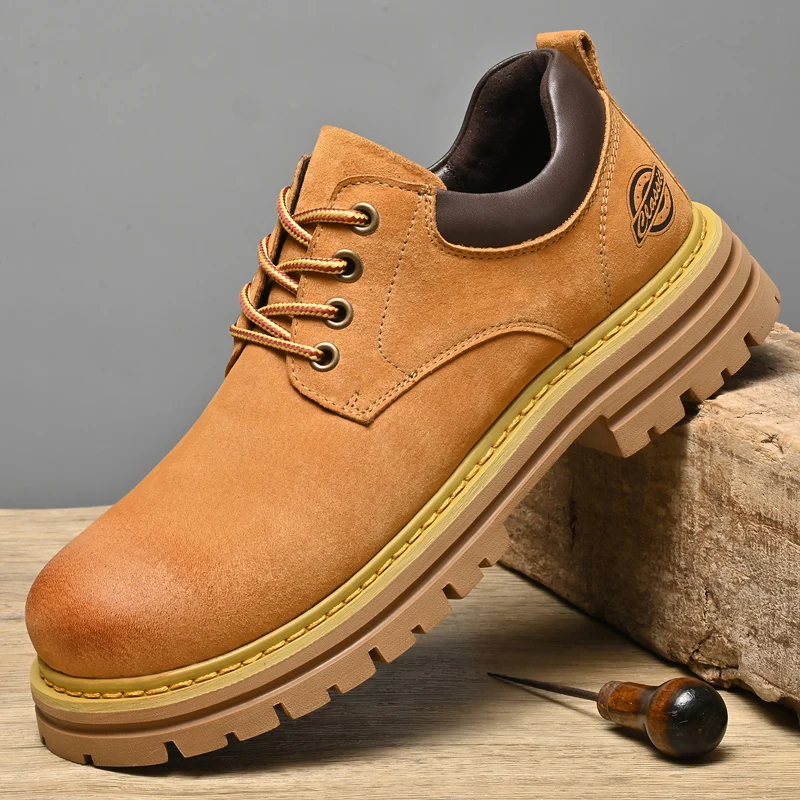 

Outdoor Mountaineering Work Boots for Men: 2025 New Big Yellow Boots, High-Top Height-Increasing British Style Durable Work Shoe