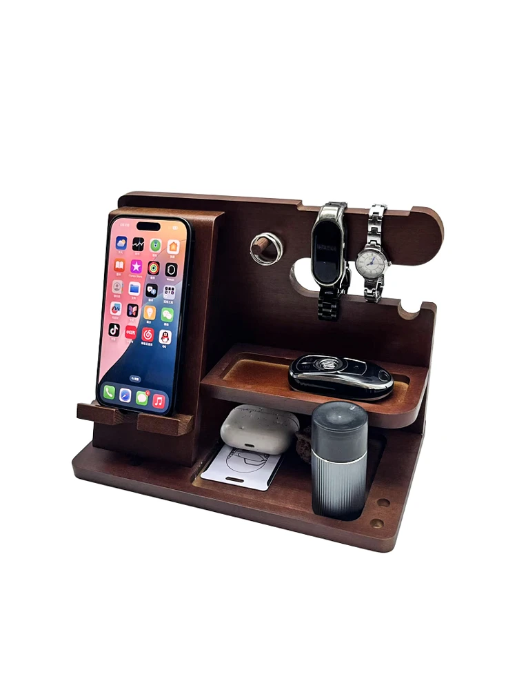 

Premium Pine Wood Bedroom Nightstand Organizer Stand Watch Ring Storage Ra Eyeglass Earphone Miscellaneous Items Holder