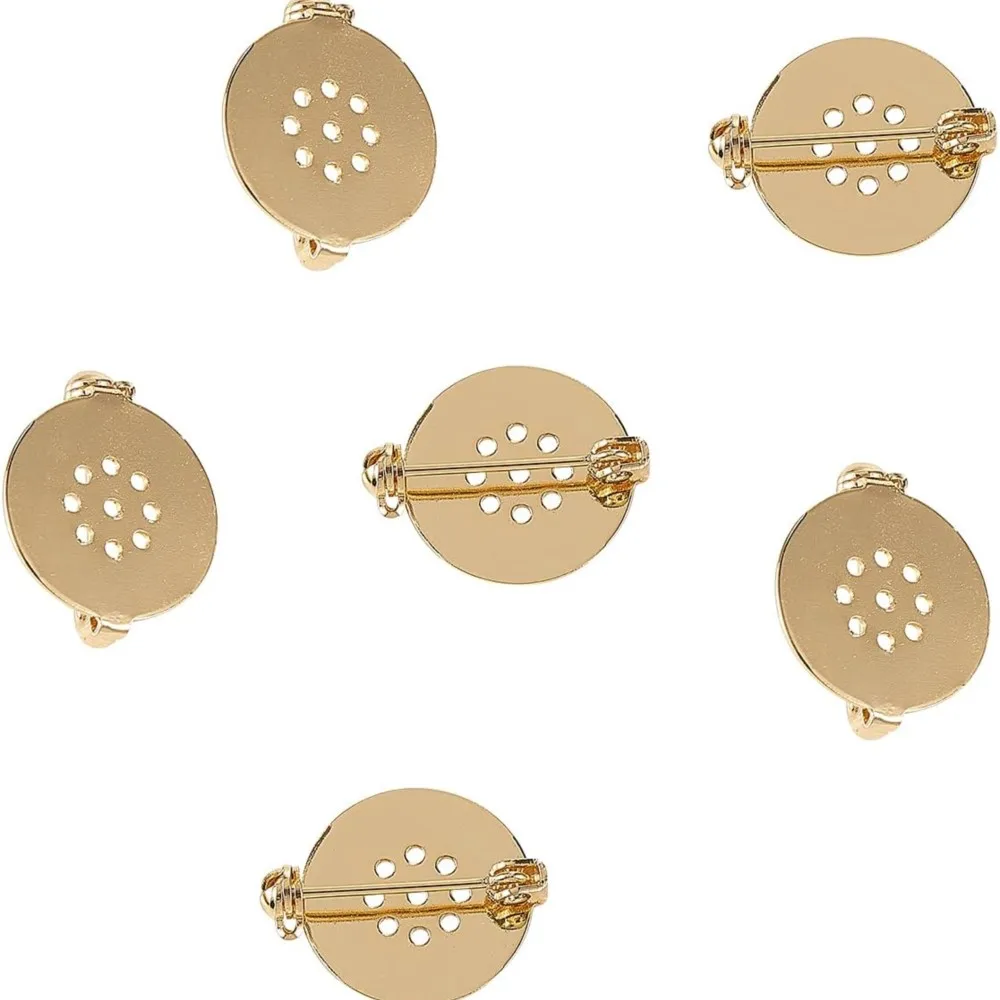 10pcs/Lot Flat Brooch Base With Bead Position Round Blank Tray Settings For DIY Safety Pin Jewelry Making Accessories Supplies