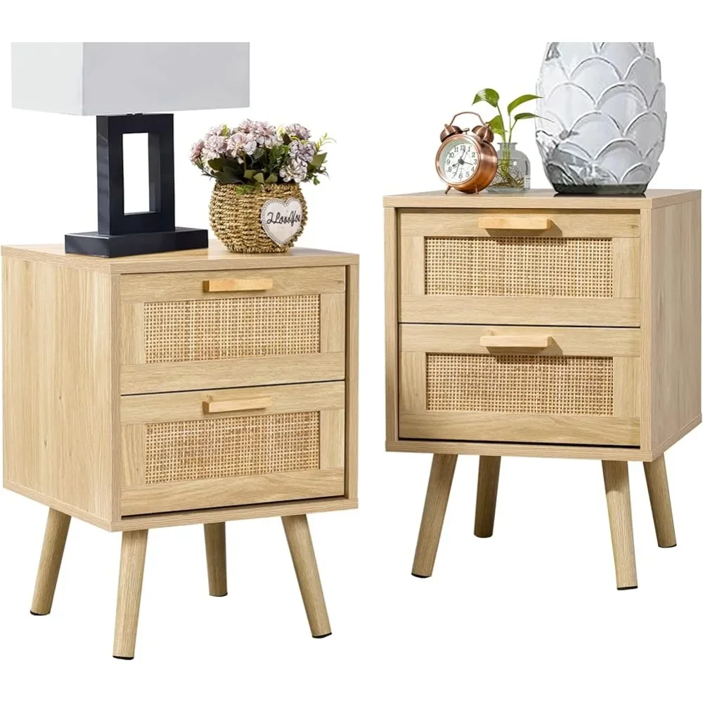 

Nightstands Set of 2 Pack Bed Side Table for Bedroom Wood Accent Table With Storage for Bedroom Nightstand Mobile Furniture Home