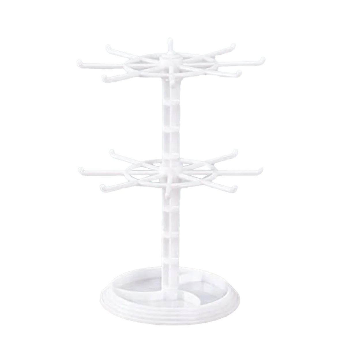 Countertop Acrylic Rotating Keychain Rack Adjustable 2 Tire Spinner Display Holder Trinkets Jewelry Organizer Stand-B