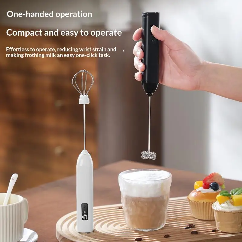 Electric Milk Frother Dual Stick Rechargeable 3-Speed Handheld Egg Beater Coffee Frother Cream Foamer Maker Type-C Rechargeable