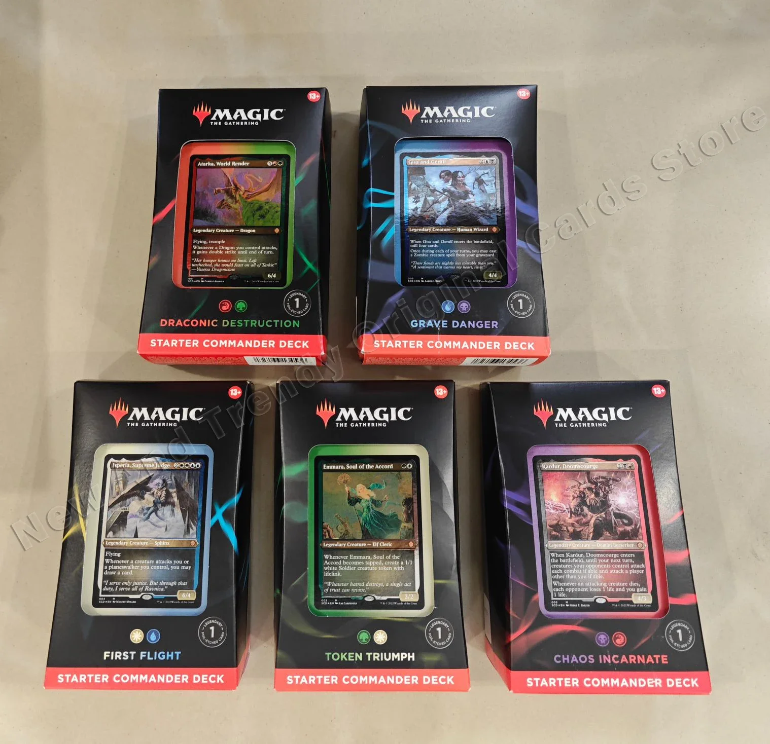 Magic The Gathering (MTG) Beginner Commander Deck Pre Assembly English Set of 5 Holiday Gifts Children's Gifts