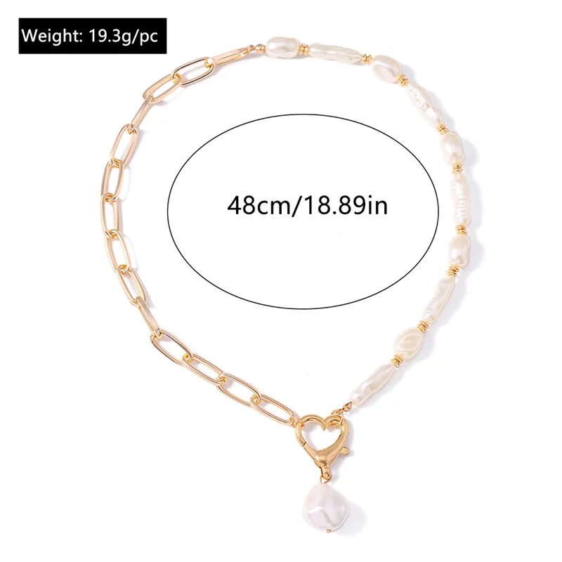 Aihua Barocke Imitationsperlen-Anhänger-Halskette für Damen und Herren, Hip-Hop-Stil, vergoldete Halskette, für Mädchen, Party, Festival, Schmuck, Geschenk – Detail 7