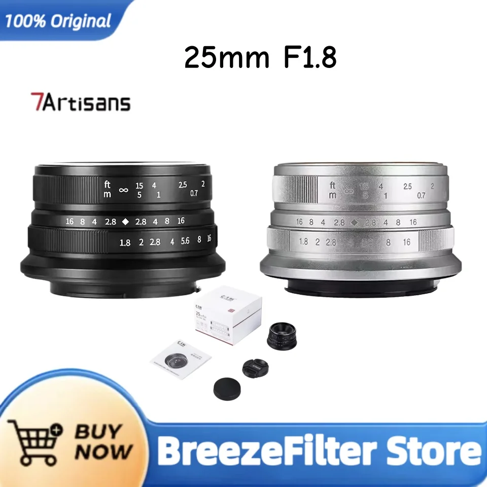 7artisans Lente Prime Gran Angular de 25 mm F1.8 con Gran Apertura para Fotografía de Estudio con Montura Sony E Zev-10 X Z M43