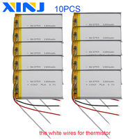 10pcs 3.7V 1200mAh 4.44Wh 3-Wire Thermistor Li-Polymer Li Lithium Battery 503759 Lipo For GPS Mp5 Camera Bluetooth Speaker Phone
