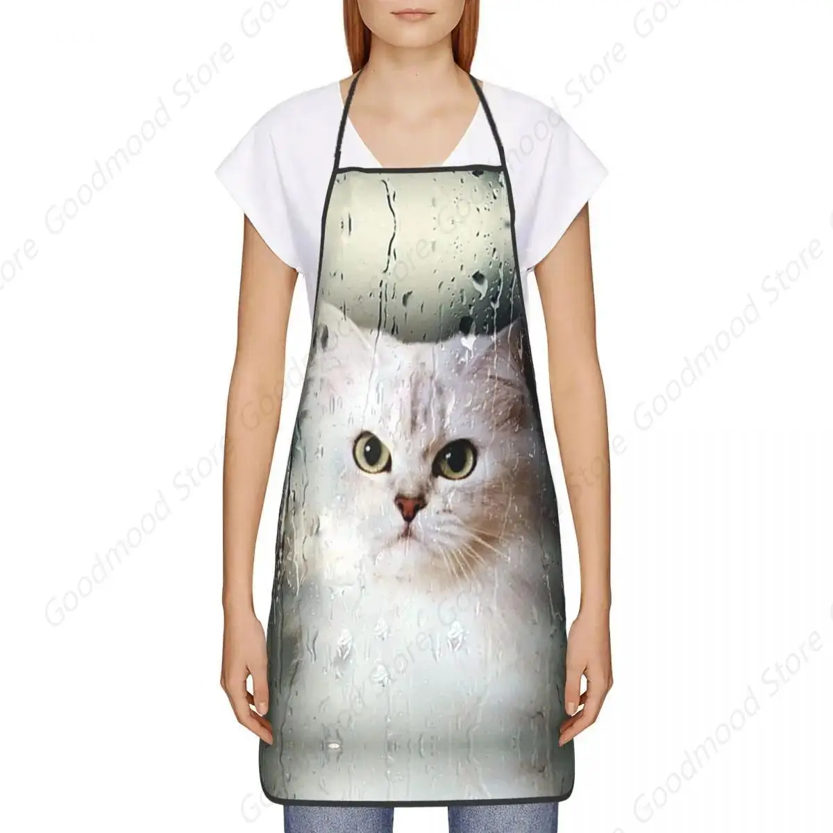 Unisex Persian Cat In Window Bib Apron Adult Women Men Chef Tablier Cuisine for Cooking Kitchen Cute Kitten Gardening