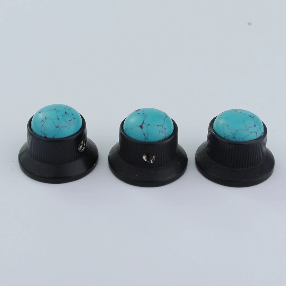 Guyker Potentiometer Knob Electric Guitar Bass Metal Control Volume Knob Hat Type Blue Turquoise Surface