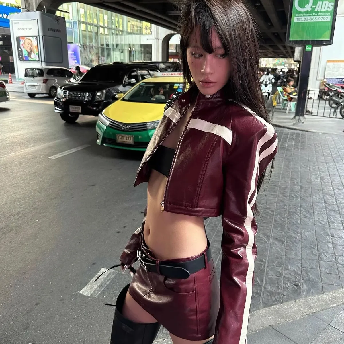 دراجة نارية فتاة نمط بو سترات من الجلد الموضة الأمريكية الرجعية معطف البيسبول سترة النساء الخريف الشتاء الشارع النساء الملابس #1