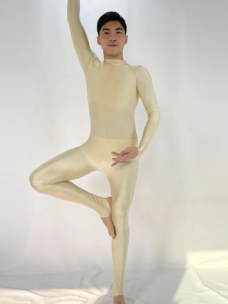 Speerise Men Adult One Piece Unitard Nylon Ballet Dance Costume Full Body Leotard Gymanstics Workout Tight Bodysuit Jumpsuits