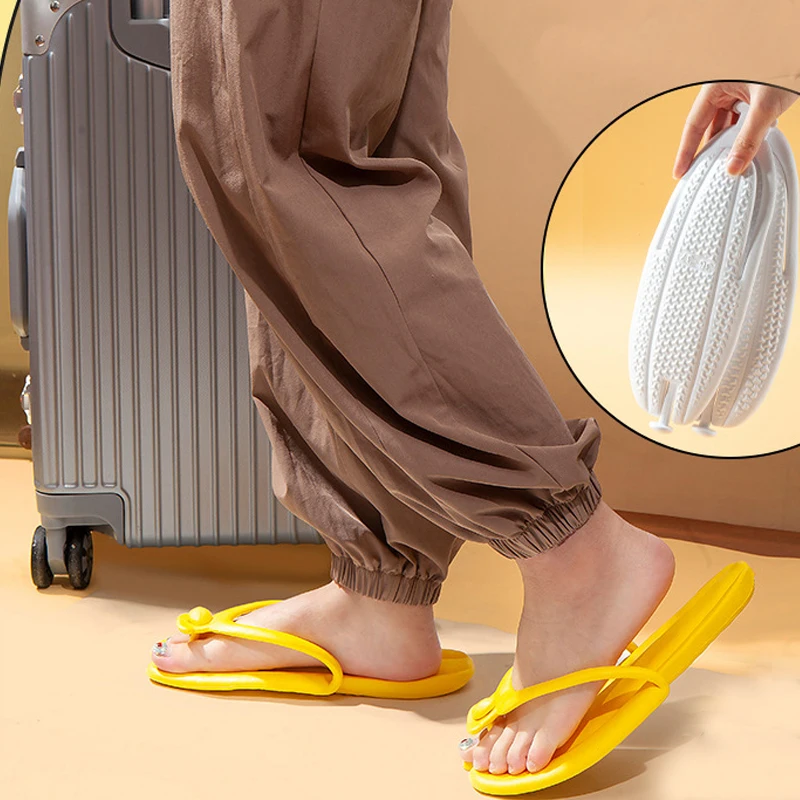 

Foldable Women Men Slippers Business Trip Travel Portable Slides Flip-Flops Lightweight Indoor Home Sandals Beach Outdoor Shoes