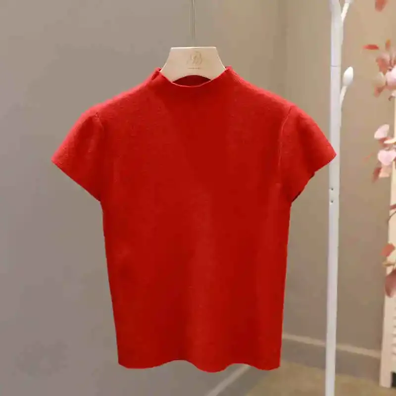 T-shirt à manches courtes pour femme, vêtement Slim Fit, col rond, gaine tricotée, vêtements de rue, sexe sportif, 2025 Y2K, nouvelle collection