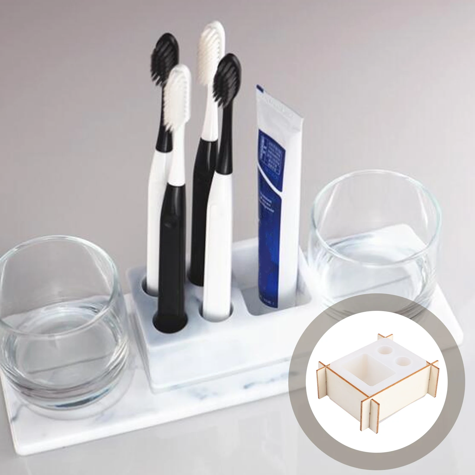 

1Set DIY Toothbrush Holder Mold Set Transparent Silicone Material for Handmade Electric Toothbrush Cup Unique Decorative Home