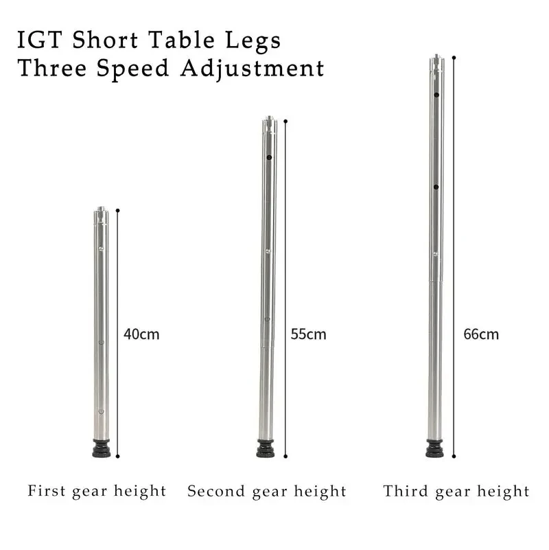 IGT-Table Legs Acessórios para mesa, Aço Inoxidável 3 Engrenagem, Altura ajustável, Acampamento telescópico ao ar livre, Pernas de mesa combinadas portáteis