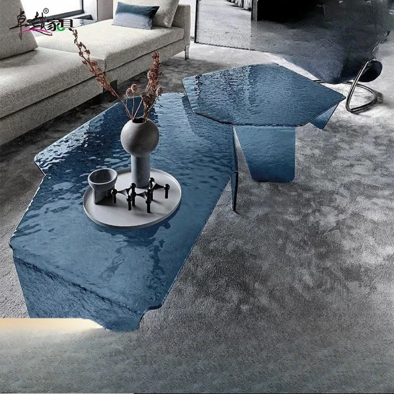 acrylic coffee table water ripple, living room creative designer style, irregular Italian high-end sense, high and low