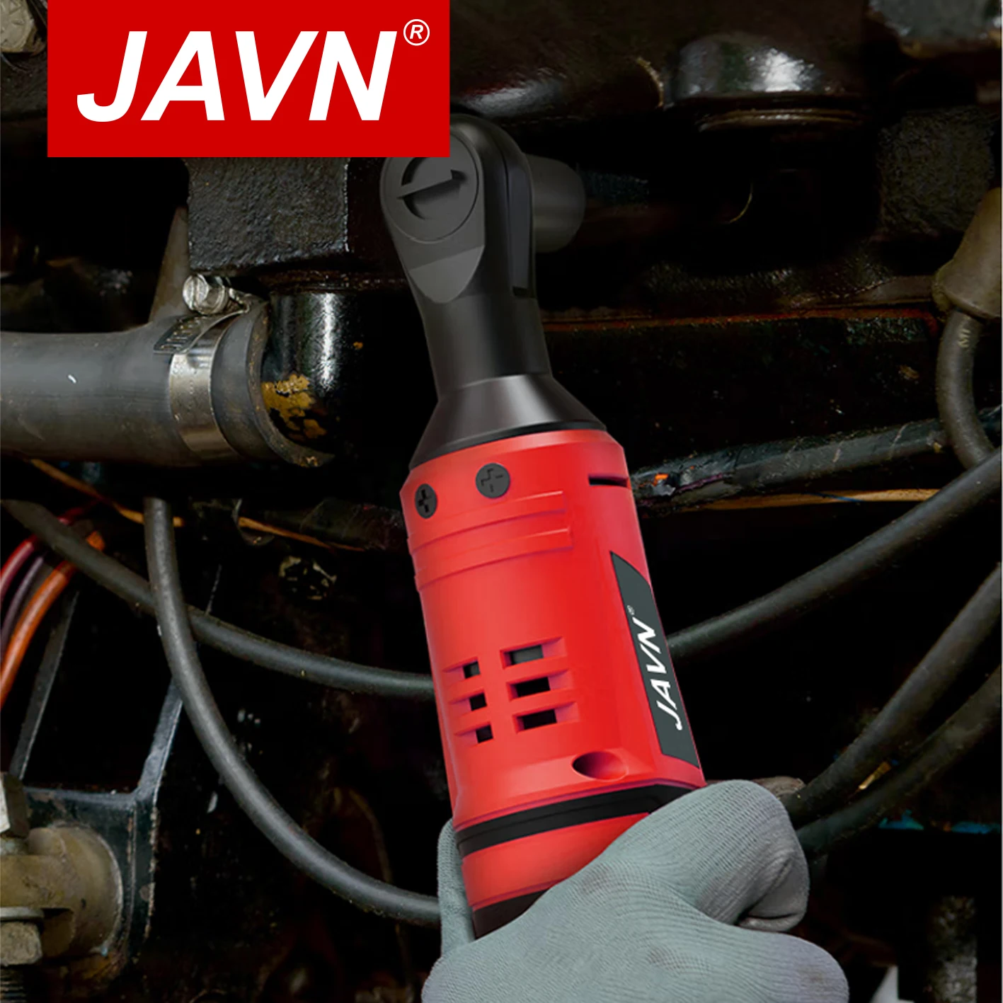 JAVN-llave eléctrica inalámbrica de 12V, llave de trinquete de 45NM y 3/8 pulgadas, tuerca de tornillo de extracción, herramientas de reparación de automóviles, llave de ángulo recto, Powe