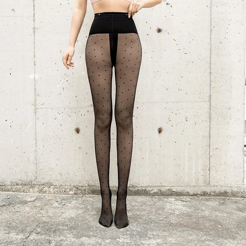 Women Spring Winter Velvet Warm Tights Polka Dot Stockings Double-layer Removable Bottom Pantyhose Sexy Slim Warm Thick Tights