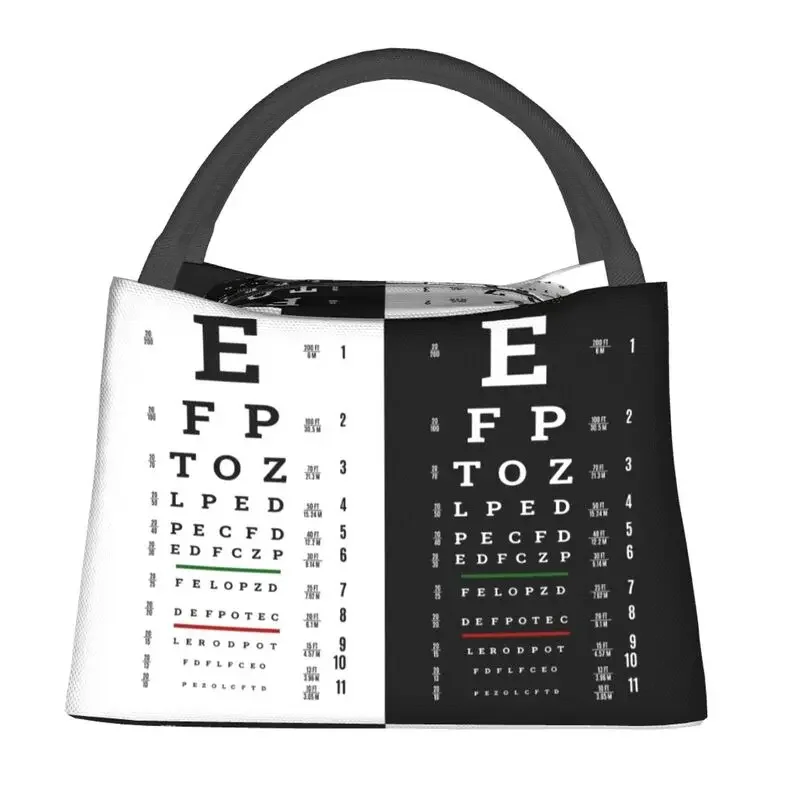 Custom Snellen Chart Eye Test Insulated Lunch Bag Optometrist Optician Resuable Thermal Cooler Lunch Box For Women Picnic Tote