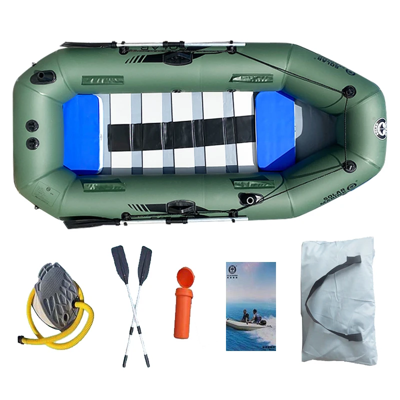 

Solar Marine 3 Person 2.3 M PVC Inflatable Boat Rowing Kayak Fishing Dinghy with Air Deck Bottom with Free Accessories