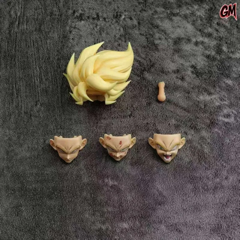 【24-hour Shipping】GM Studio Dragon Ball SHF Super Saiyan Son Goku Head Sculpt Accessory Pack (Straight Hair / Flowing Hair) view 5