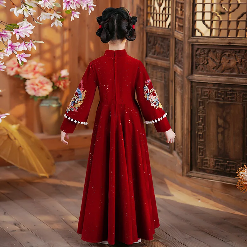 Fairy Hanfu Cosplay Girls Festival Traditional Chinese New Year Clothing Hanfu Dress Kids Red Stage Performance Costume
