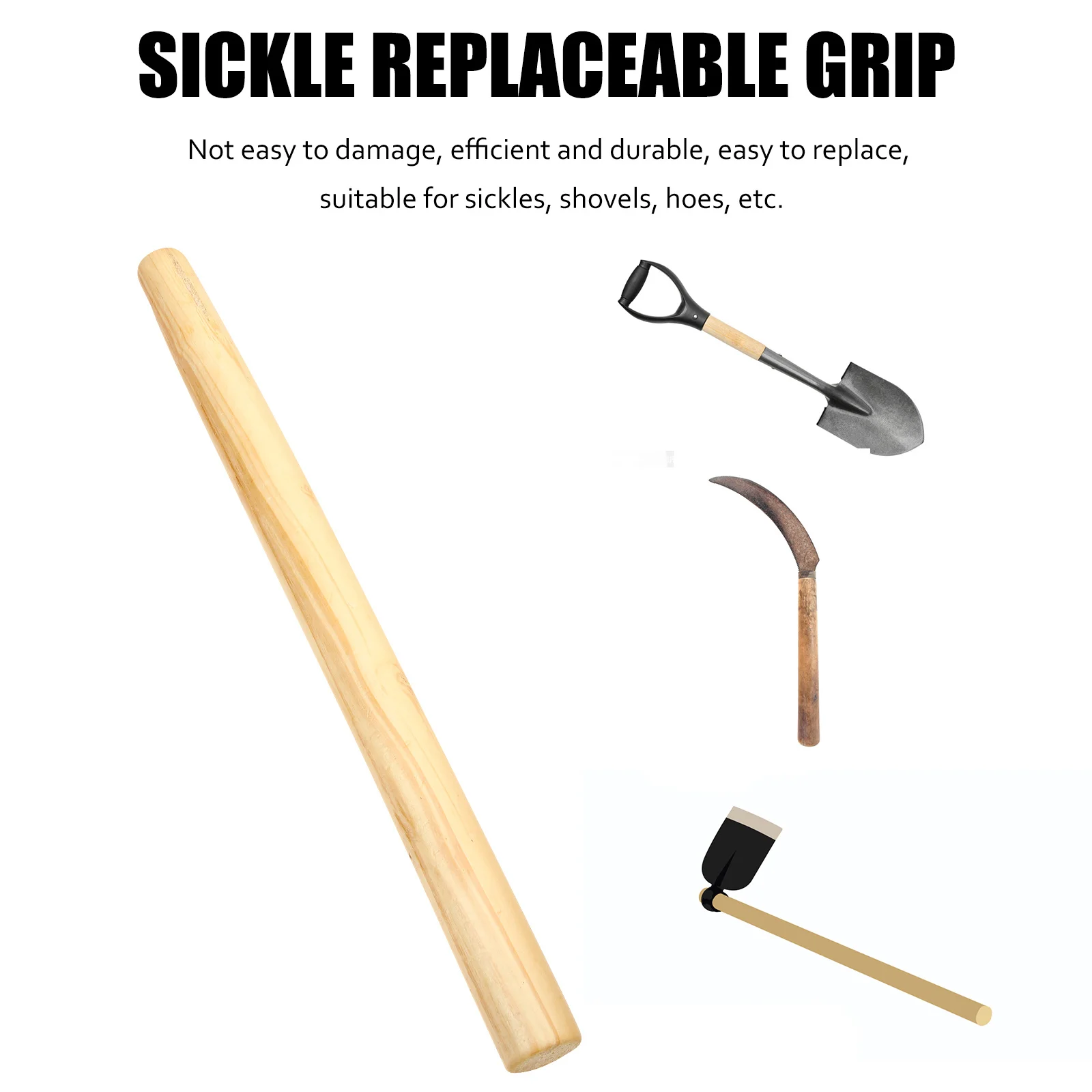 

4Pcs Wooden Handle Replacement Ergonomic Durable Grip for Shovel Hoe Farm Gardening Tool Accessories Wooden Handle