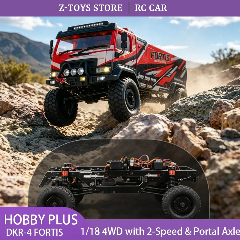 Hobby Plus DKR-4 Fortis 1/18 RC Rally Truck 4WD 2-Speed Portal Axle with Winch RTR for Adult Hobbyist