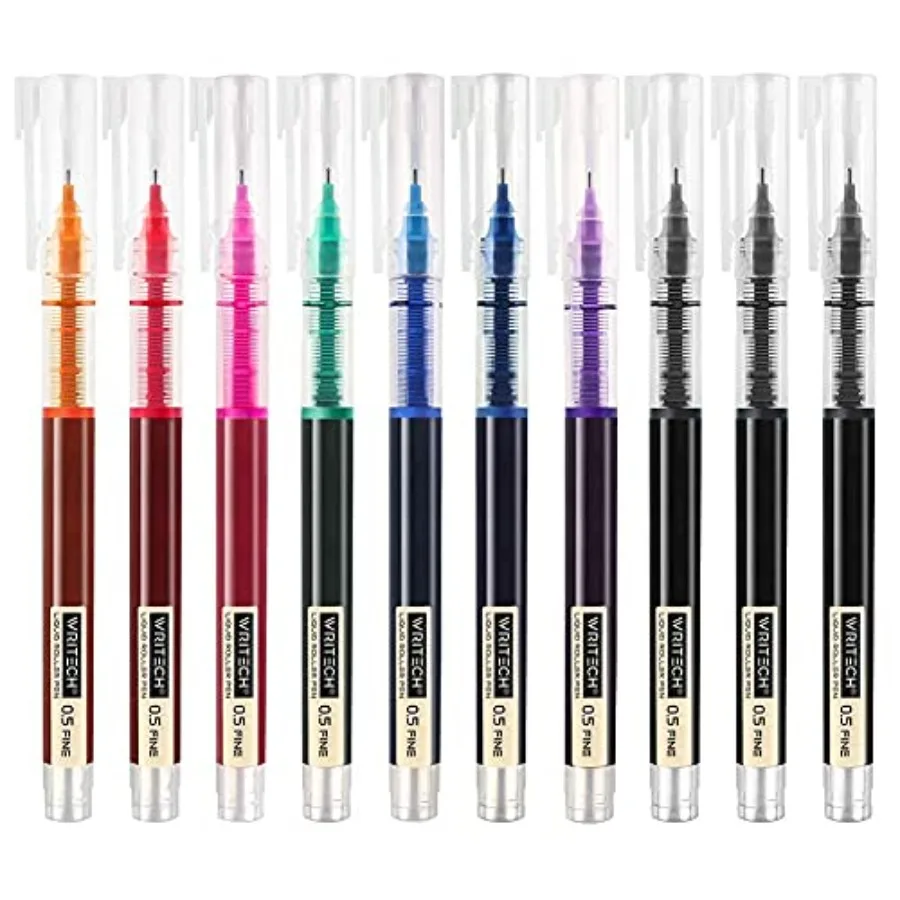 

Rolling Ball Quick Dry 0.5 mm Extra Fine Point 10 Pcs Liquid Rollerball Multicolor Multicolor