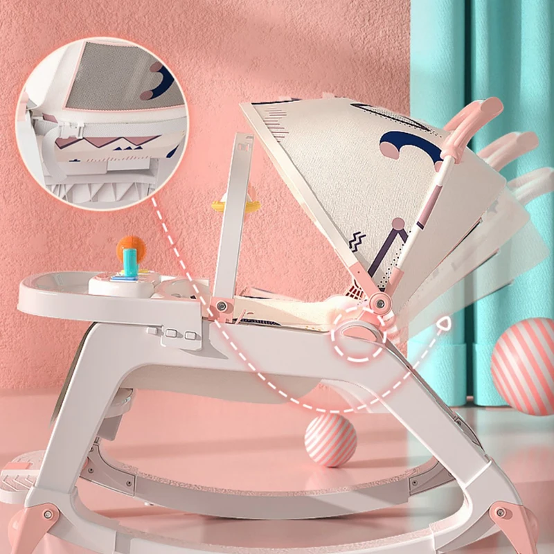 Multifunction Newborn Baby Rocking Chair Baby Cradle Bed Reclining Chair Baby Stroller Recliner Chair With Toys For 0-36Month